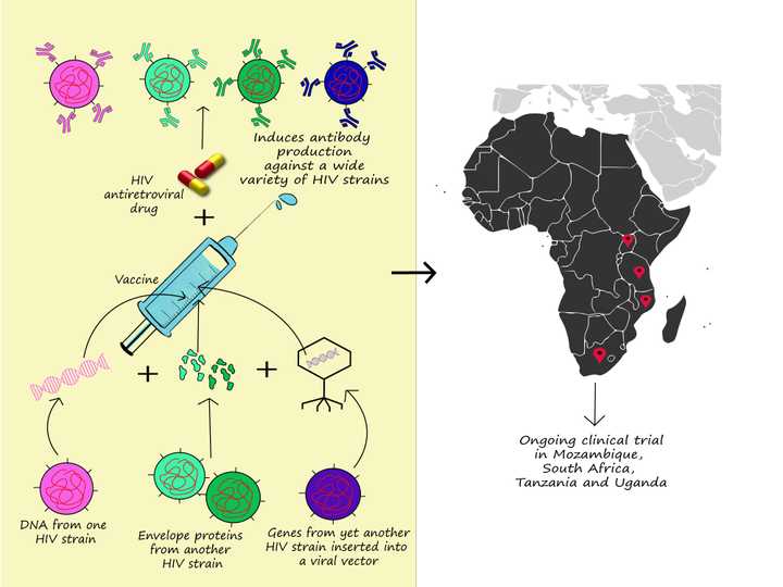 Right: Basic principle of the PrEPVacc trial. Right: Regions where this trial is currently being conducted. © Sunaina Rao The PrEPVacc trial