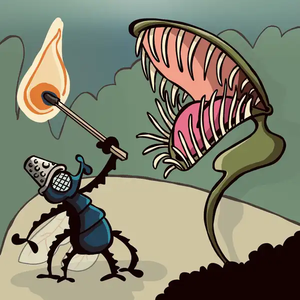 Carnivorous plants trap and absorb nutrition from insects and related organisms. Credit: RichardsDrawings from Pixabay.